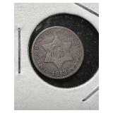 1853 US 3 CENT SILVER