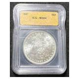 1887 US MORGAN SILVER DOLLAR ICG MS64