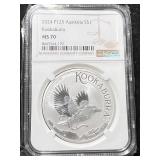 2024 AUSTRALIAN KOOKABURRA SILVER ROUND NGC MS70