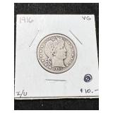1916 US BARBER QUARTER VG