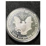 1996 PROOF AMERICAN SILVER EAGLE 1 TROY OZ .999 FINE SILVER IN AIRTITE