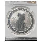 2017 AUSTRALIAN KOALA SILVER ROUND NGC MS70
