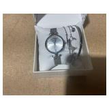 5PCS Laura Ashley Silver Watch & Jewelry Set