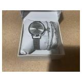 5PCS Laura Ashley Silver Watch & Jewelry Set