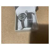 5PCS Laura Ashley Silver Watch & Jewelry Set
