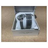 5PCS Laura Ashley Silver Watch & Jewelry Set
