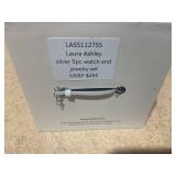 5PCS Laura Ashley Silver Watch & Jewelry Set