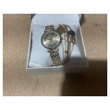 Laura Ashley Gold 5pc Watch and Jewelry Set