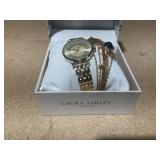Laura Ashley Gold 5pc Watch and Jewelry Set