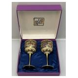Vintage Maebata China Corp. Japanese Porcelain Wine Goblets (In Original Box Traditionally Used For Weddings)