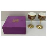 Vintage Maebata China Corp. Japanese Porcelain Wine Goblets (In Original Box Traditionally Used For Weddings)