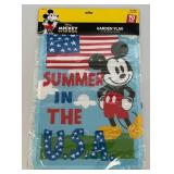 Misc. Mickey Mouse Collectibles Including Christmas Stockings & Small Flag (NIB)