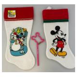 Misc. Mickey Mouse Collectibles Including Christmas Stockings & Small Flag (NIB)