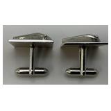 Vintage SWANK Brand Railroad Train Themed Tie Clip And Cuff Link Set In Original Barrington Jewelry Box