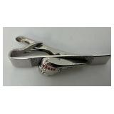 Vintage SWANK Brand Railroad Train Themed Tie Clip And Cuff Link Set In Original Barrington Jewelry Box