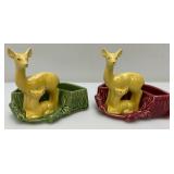 Set Of Vintage Shawnee Deer Planters (One Has Small Chip On Tip Of Ear)