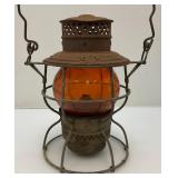 Vintage Adam & Westlake Co. Adalake Kero No. 250 Railroad Lantern With Amber Colored Lense