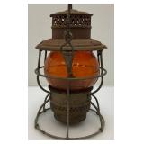 Vintage Adam & Westlake Co. Adalake Kero No. 250 Railroad Lantern With Amber Colored Lense