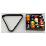 Vintage Pool Ball Set In Original box With Pool Rack