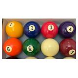 Vintage Pool Ball Set In Original box With Pool Rack