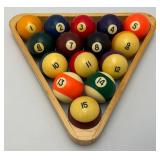 Vintage Pool Ball Set With Pool Rack