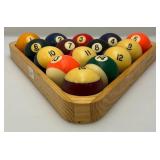 Vintage Pool Ball Set With Pool Rack