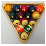 Vintage Pool Ball Set With Pool Rack