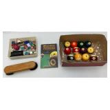 Vintage Pool Balls , Cue Tip Repair Kit And More