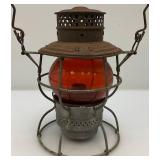 Vintage Adam & Westlake Co. Adalake Kero No. 250 Railroad Lantern With Amber Colored Lense