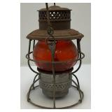 Vintage Adam & Westlake Co. Adalake Kero No. 250 Railroad Lantern With Amber Colored Lense