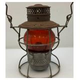 Vintage Adam & Westlake Co. Adalake Kero No. 250 Railroad Lantern With Amber Colored Lense