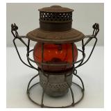 Vintage Adam & Westlake Co. Adalake Kero No. 250 Railroad Lantern With Amber Colored Lense