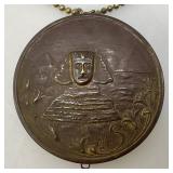 Antique Ornate Egyptian Themed Compact Tin 2.5"