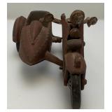 Antique Cast Iron Motorcycle With Sidecar Original With Flat Head Screws