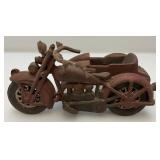 Antique Cast Iron Motorcycle With Sidecar Original With Flat Head Screws