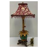Unique Ornate 23" Tall Table Lamp With Claw Feet And Shade (Shade Has Tare In It)