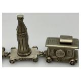 Vintage Coca Cola Coaster Dispenser And Pewter Train Collectibles