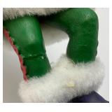 2 Handmade Clothtique Christmas Musician Jesters Figurines (One With Flute Has Repaired Leg) 8"