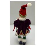 2 Handmade Clothtique Christmas Musician Jesters Figurines (One With Flute Has Repaired Leg) 8"