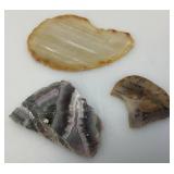 Misc. Rock Slices, Stone Animals (Some Have Chips Present) & More