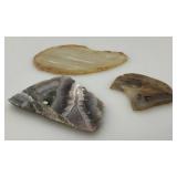 Misc. Rock Slices, Stone Animals (Some Have Chips Present) & More