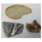 Misc. Rock Slices, Stone Animals (Some Have Chips Present) & More