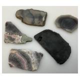 Misc. Rock Slices, Stone Animals (Some Have Chips Present) & More