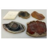 Misc. Rock Slices, Stone Animals (Some Have Chips Present) & More