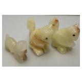 Misc. Rock Slices, Stone Animals (One Has Chipped hand) & More