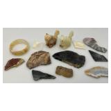 Misc. Rock Slices, Stone Animals, Bracelet & More