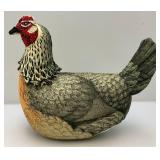 Large Vintage Fabric And Beaded Stuffed Chicken 12" x 14"