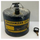 Vintage Galvanized Gas Can & Tire Pressure Gauge