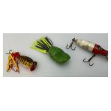 Vintage Bass Fishing Lures Including Frog And More