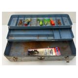 Antique Metal Tackle Box With Some Vintage Lures